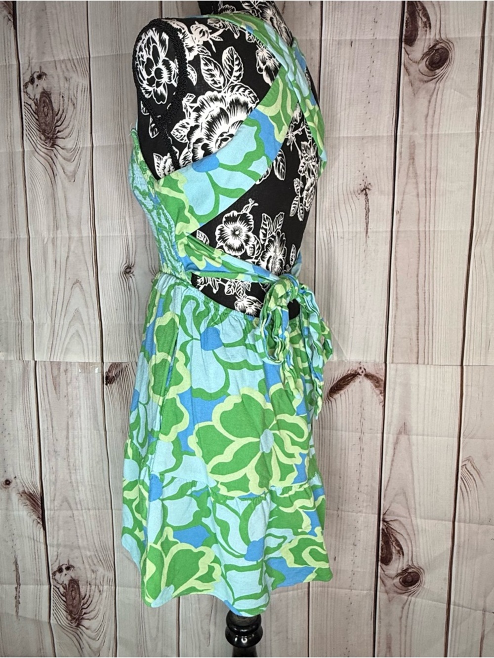 Show Me Your Mumu Revolve Collins Mini Green and Blue Floral Dress - Picture 5 of 6